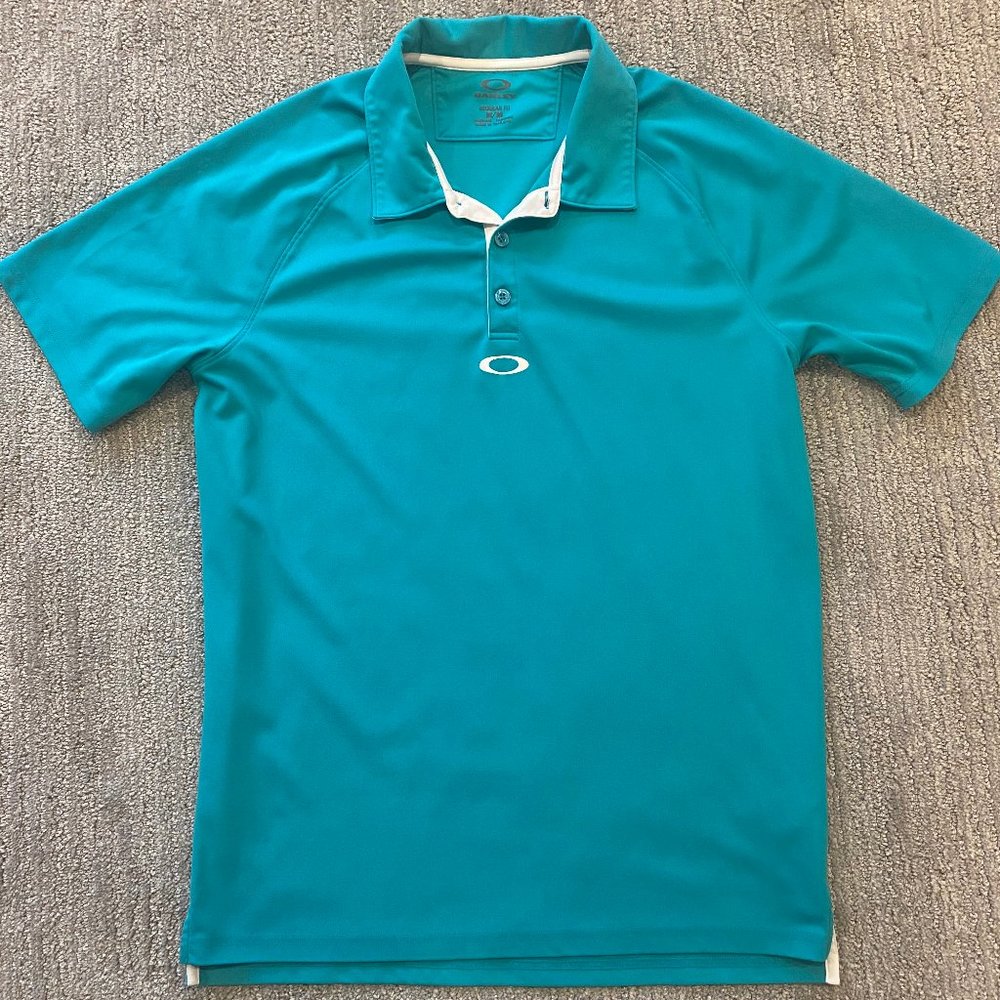 OAKLEY GOLF Mens Medium Teal Golf Polo Shirt